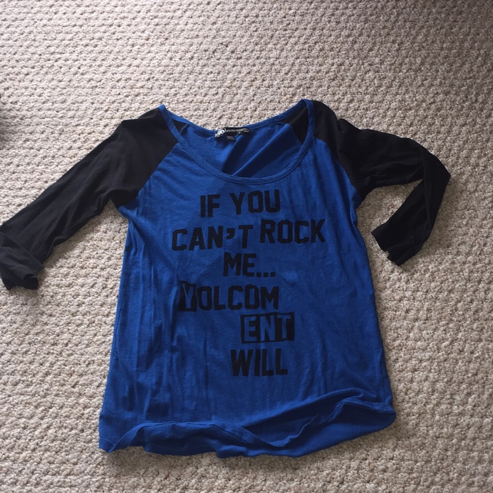 Volcom baseball 3/4 shirt top scoop long sleeve Rock on tee